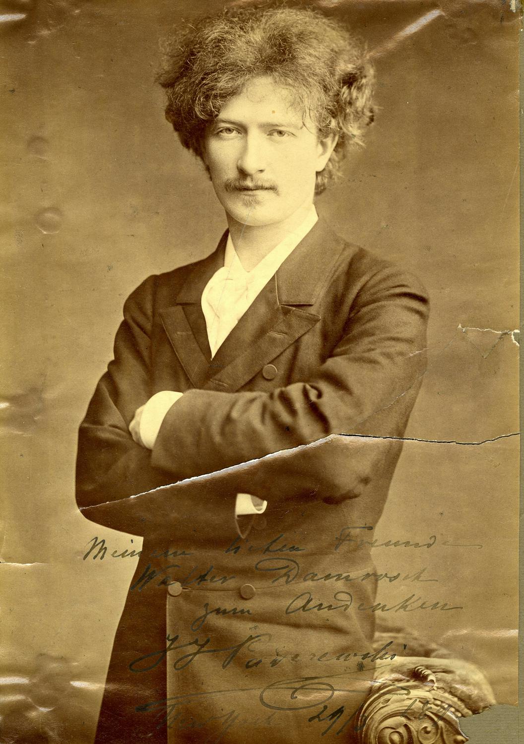 Photo of Ignacy Paderewski inscribed to conductor Walter Damrosch, 1892