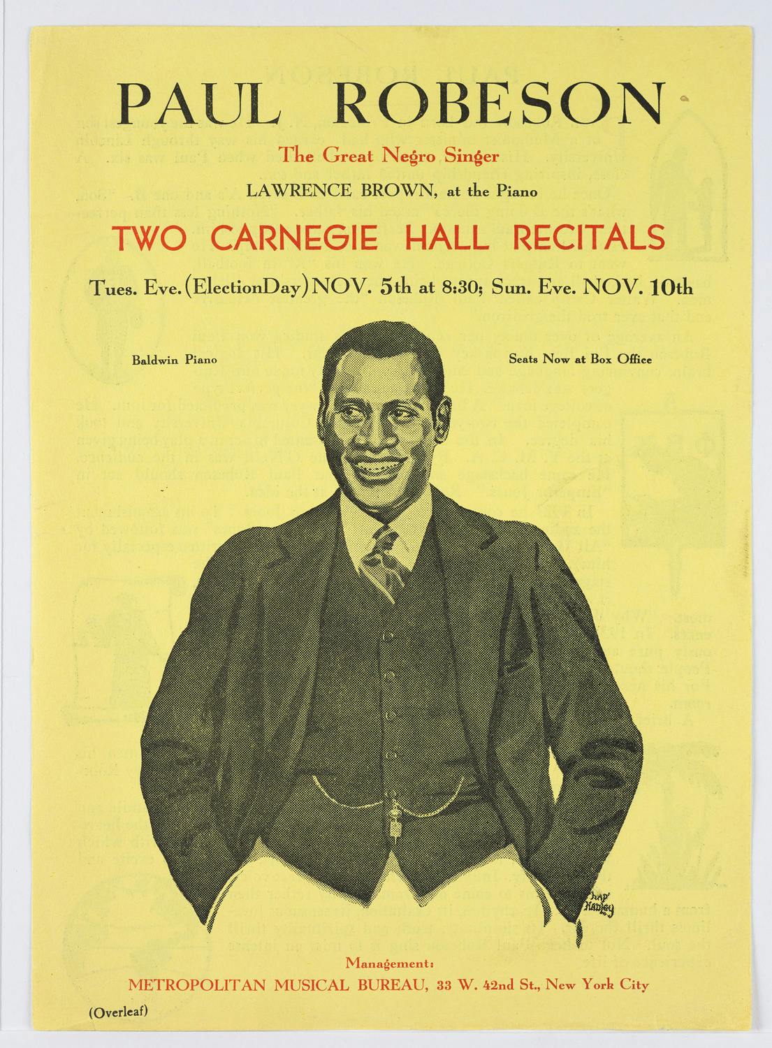 Flyer for Paul Robeson’s Carnegie Hall debut, 1929