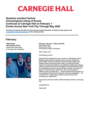 Festival Chronological Listing of Events