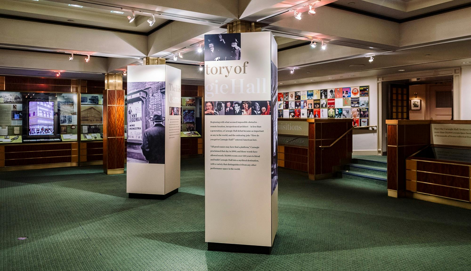 The Rose Museum set for a reception; the First Tier Promenade of Stern Auditorium in the background