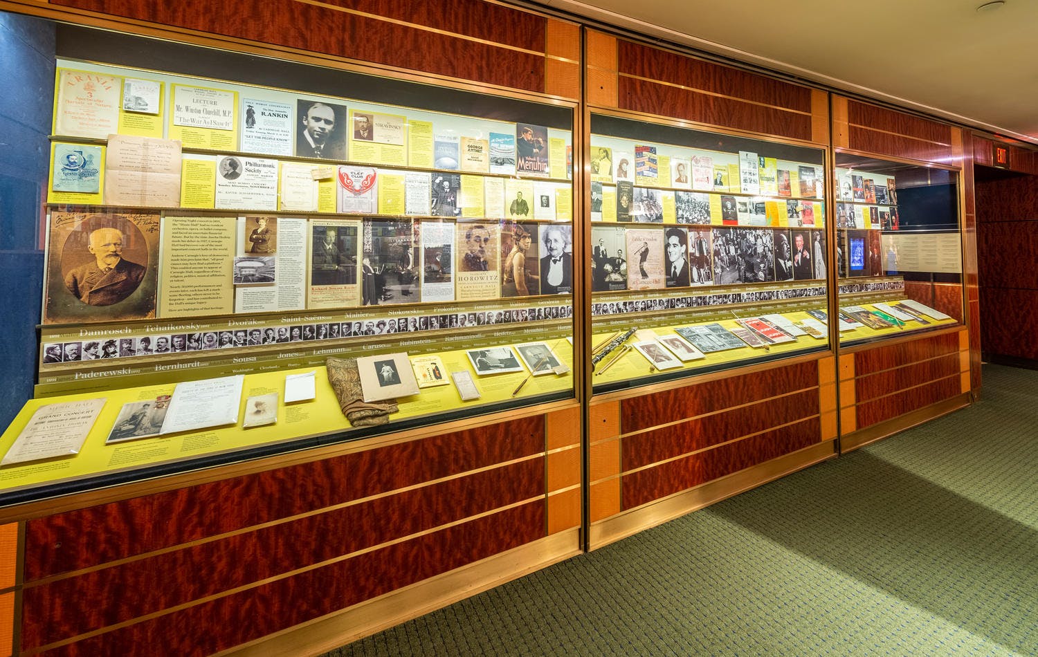 A permanent exhibit in the Rose Museum that details past artists who have performed at Carnegie Hall