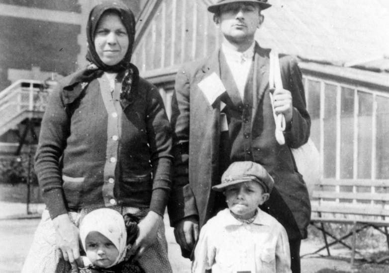 Family awaiting transfer ferry to NJ Railroad Terminus