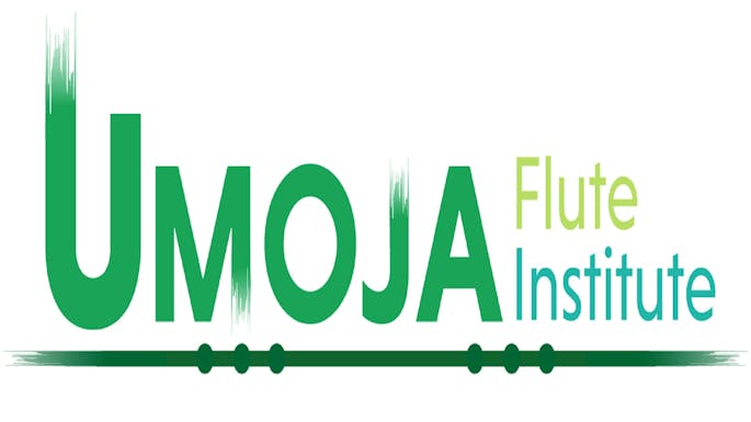 The Umoja Flute Institute logo in different shades of green