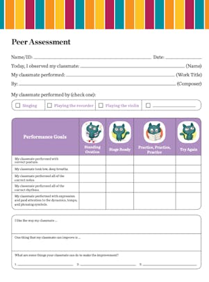 Peer Assessment sheet