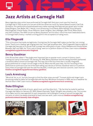 "Jazz Artists at Carnegie Hall" student activity