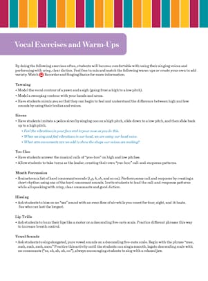 Vocal Exercises and Warm-Ups student activity