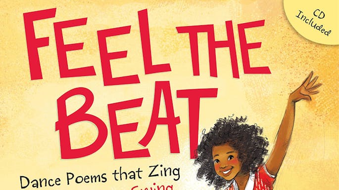 Illustration of a dancing girl with her left arm raised in the air