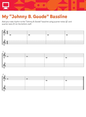"My Johnny B. Goode Bassline" music notation