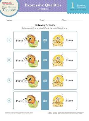 "Expressive Qualities" Formative Assessment sheet