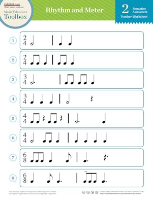 "Rhythm and Meter" Formative Assessment sheet