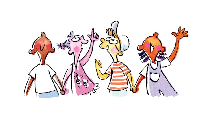 Children looking and pointing up