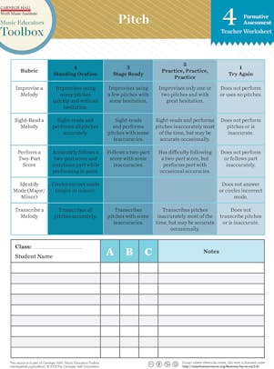 "Pitch" teacher worksheet