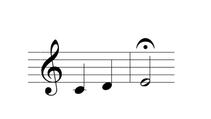 A music bar with a fermata