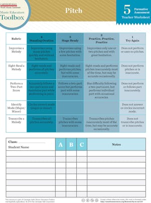 "Pitch" teacher worksheet