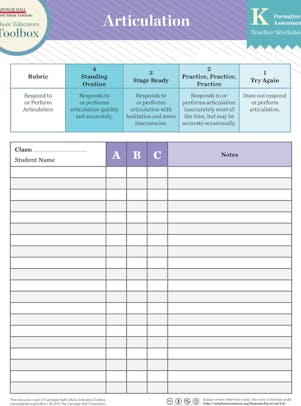 "Articulation" teacher worksheet