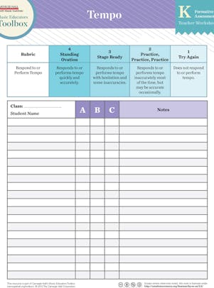 "Tempo" teacher worksheet