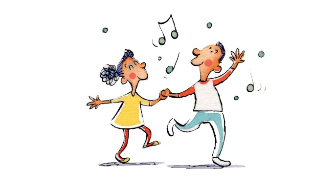 Illustration of two children dancing