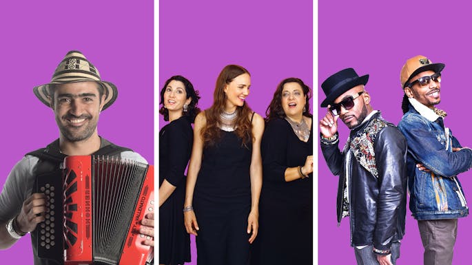 Gregorio playing accordion, Zulal, and Soul Science Lab