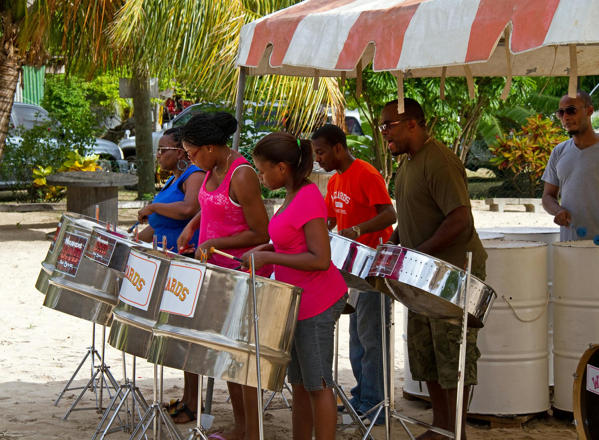 A steel drum band