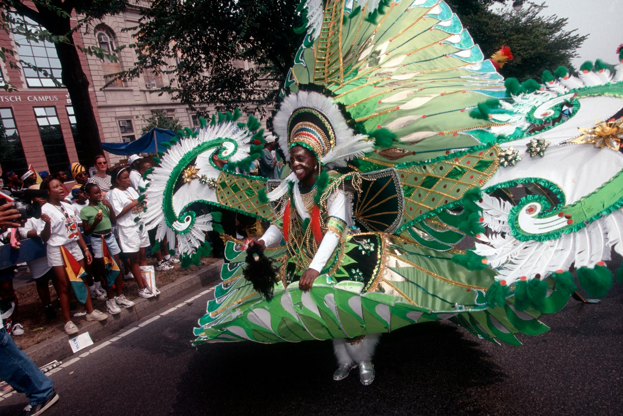 A costumed dancer at a parade in Eastern Parkway, Brooklyn
