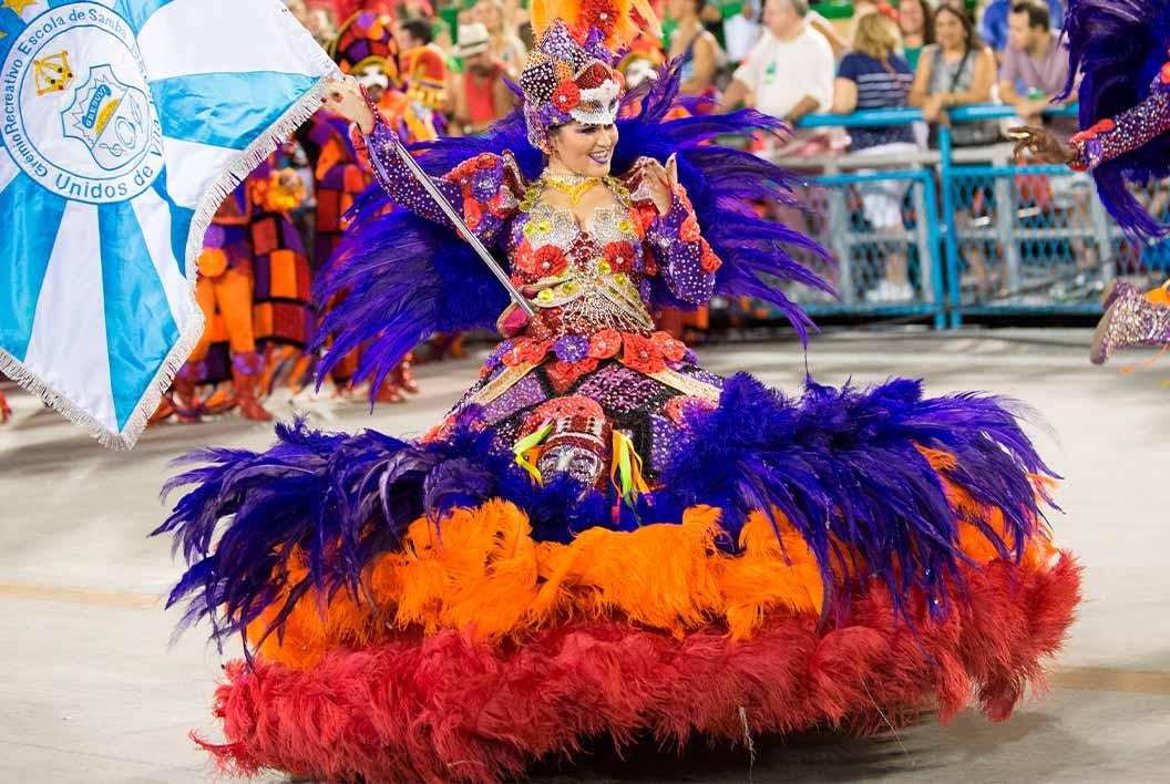 A female dancer in colorful costume