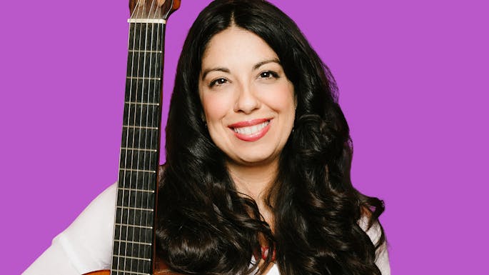 Julia against a purple background