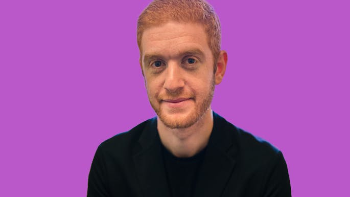 Layth  against a purple background