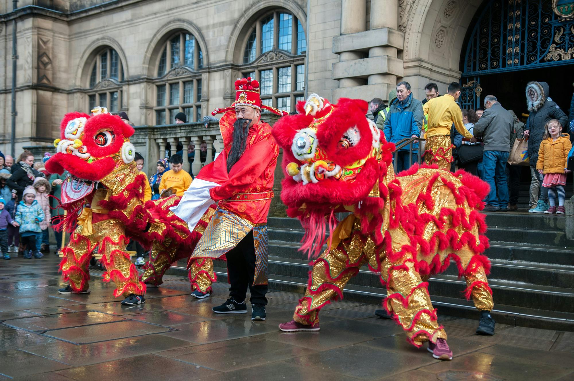 Chinese lion dancers