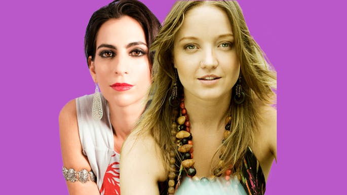 Sofía Rei and Sofia Tosello against a purple background