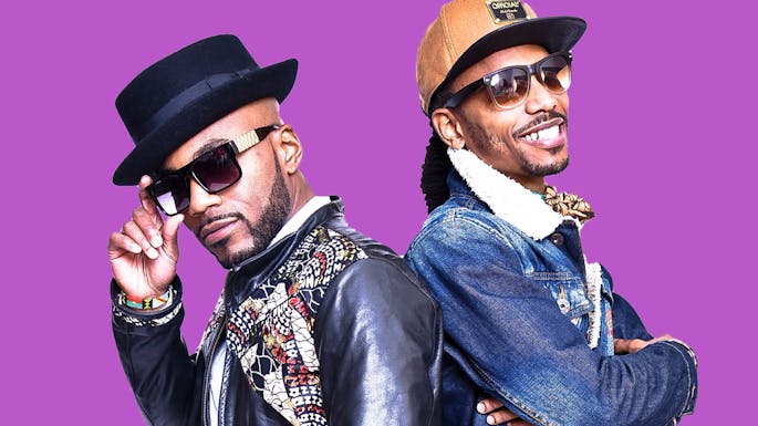 Chen Lo and Asanté Amin against a purple background