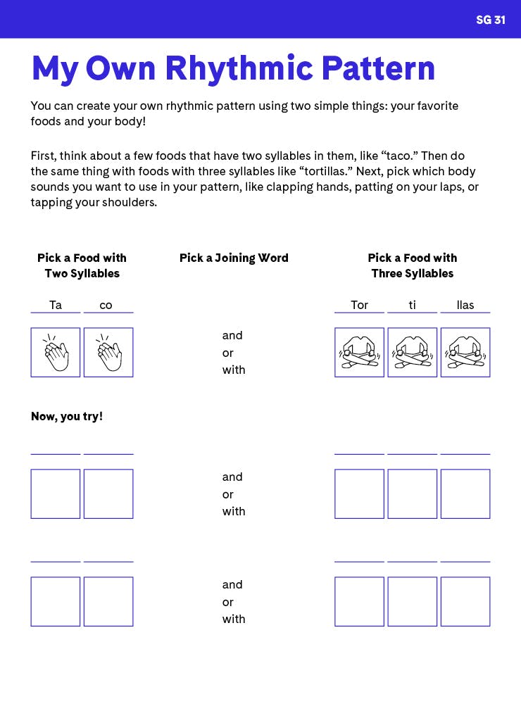 "My Own Rhythmic Pattern" student activity