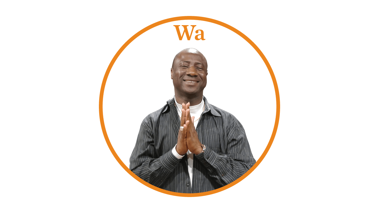 Yacouba demonstrates the clapping pattern for "Wawanko": first step Wa