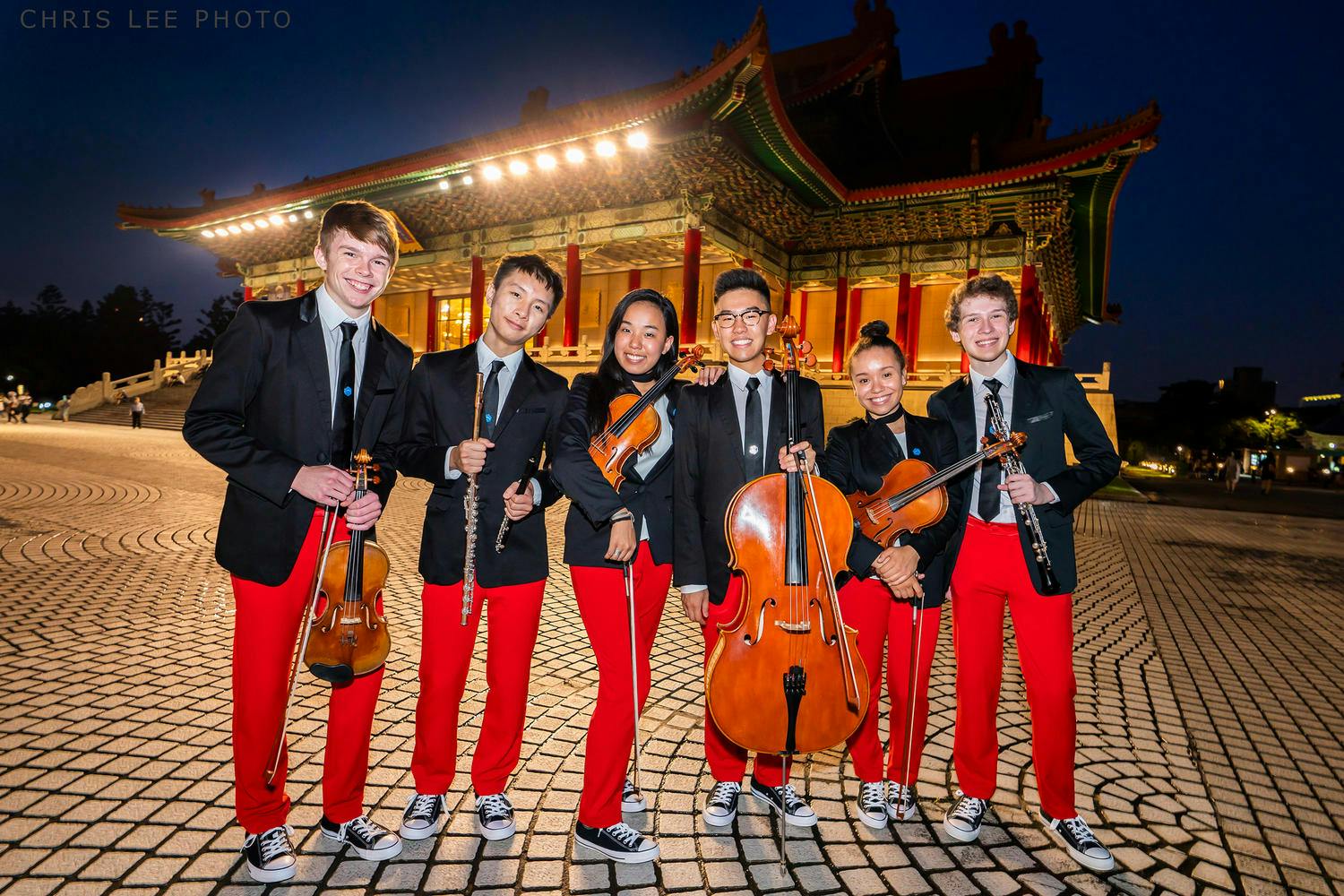 NYO-USA 2018 members outside National Concert Hall, Taipei