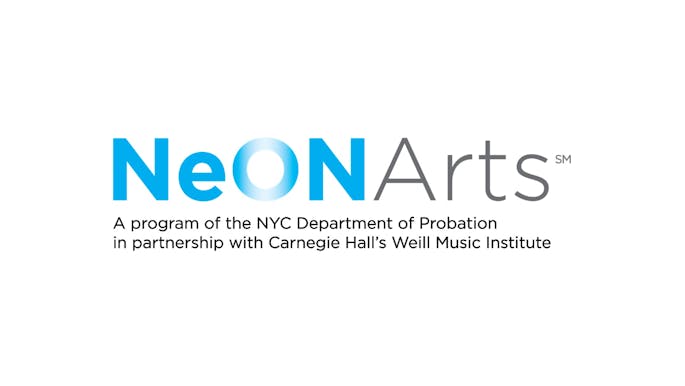"NeON Arts" in blue and gray lettering