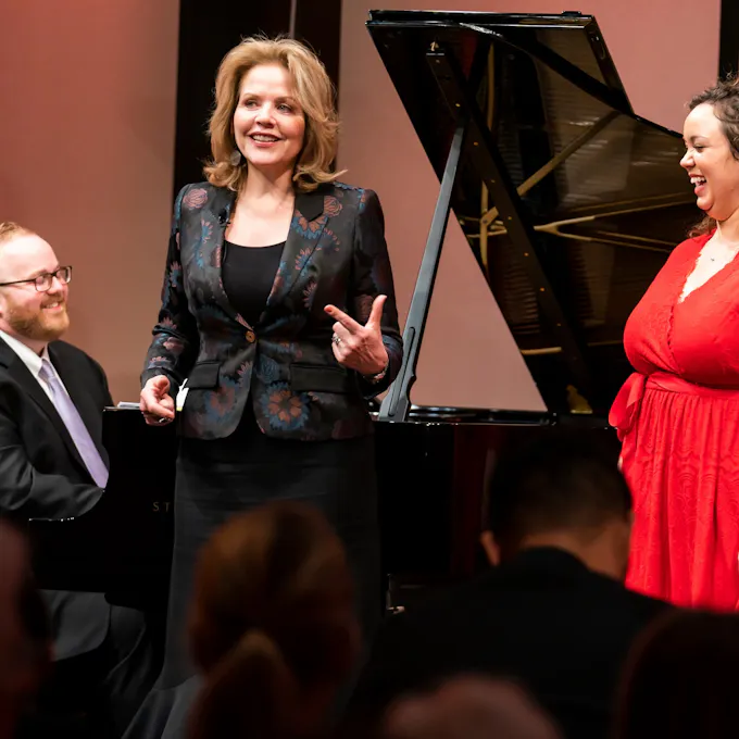 Peyson L. Moss at piano, Renée Fleming, and Coraine Tate