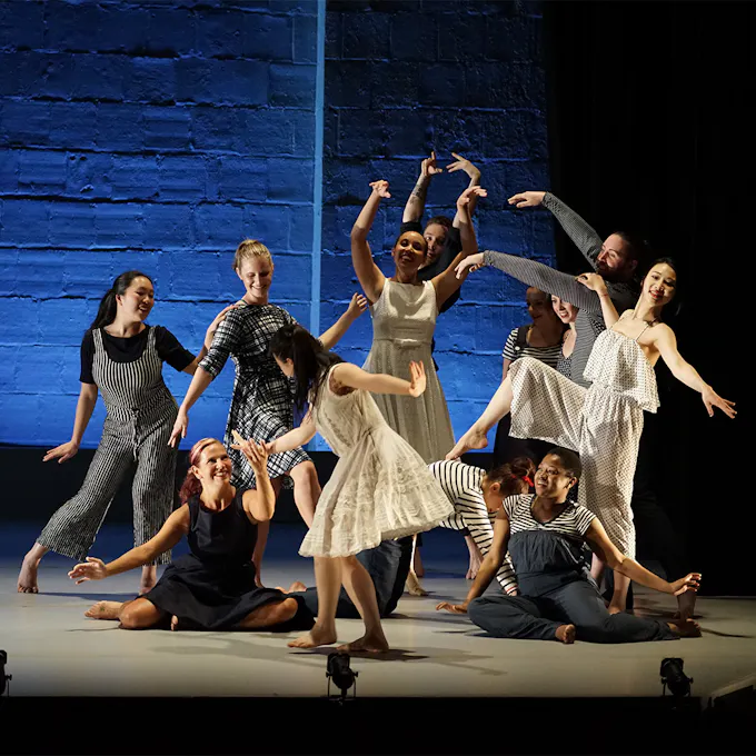 Dancers in a group on stage