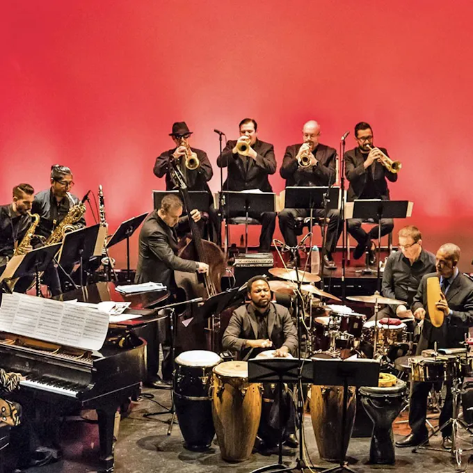 Arturo O’Farrill and his Afro Latin Jazz Orchestra perform a concert on stage