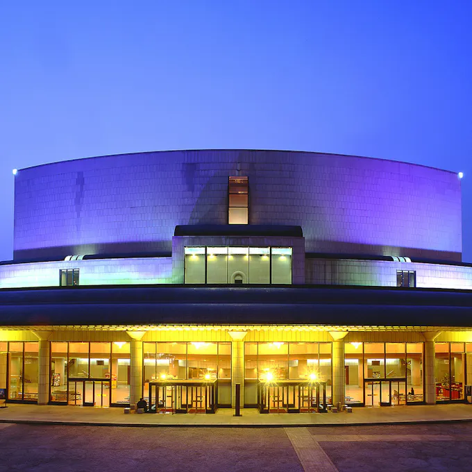 A performance hall lit up