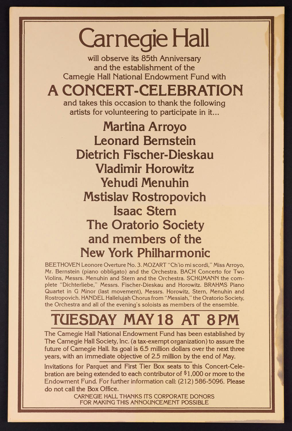 Window card for the 85th anniversary celebration