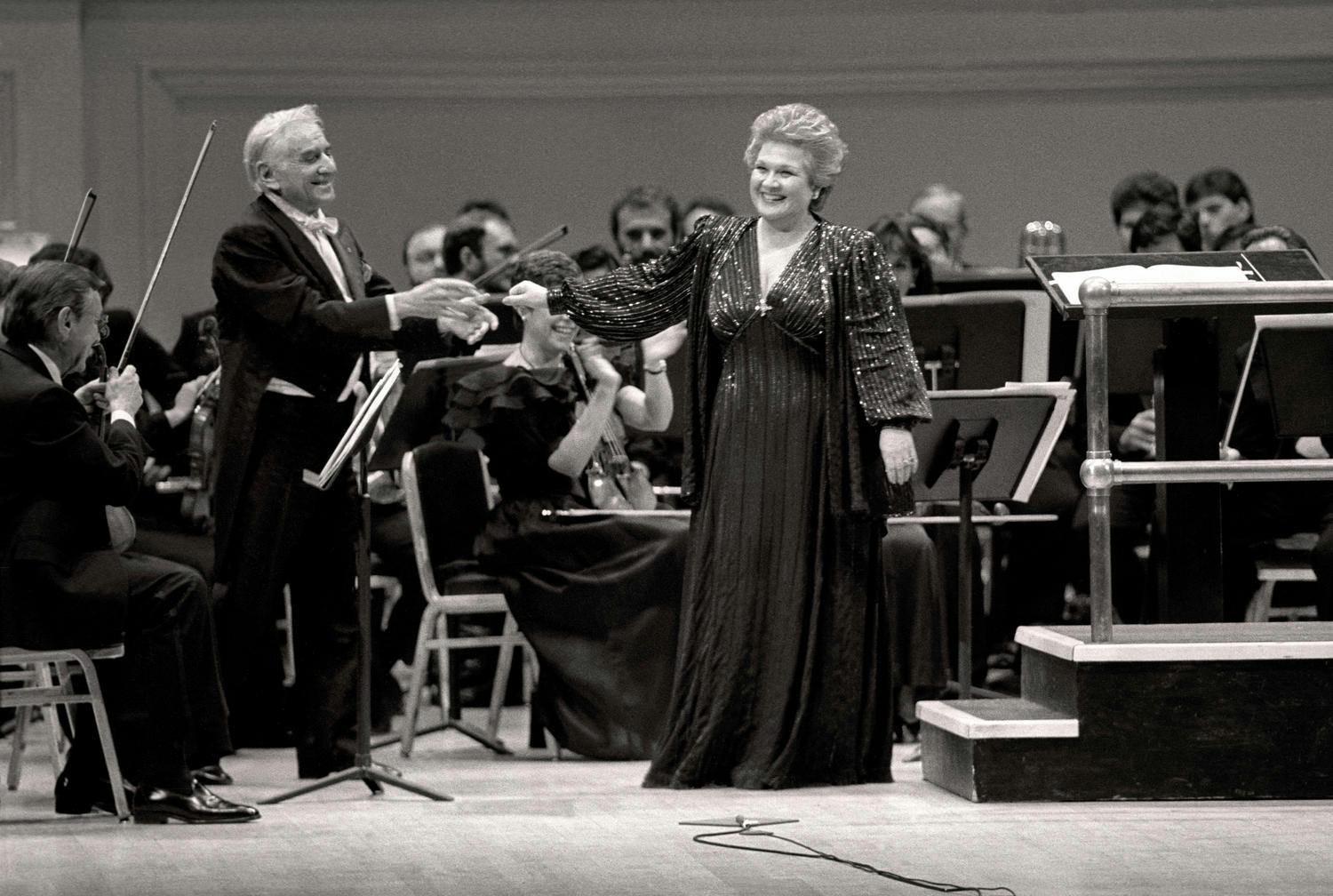 Photograph of Leonard Bernstein and Marilyn Horne performing in Music for Life 