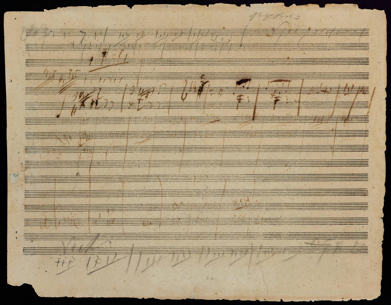 Handwritten Beethoven manuscript for Wellington's Victory, or the Battle of Vitoria (Wellingtons Sieg oder die Schlacht bei Vittoria), Op. 91 composed in 1813.
