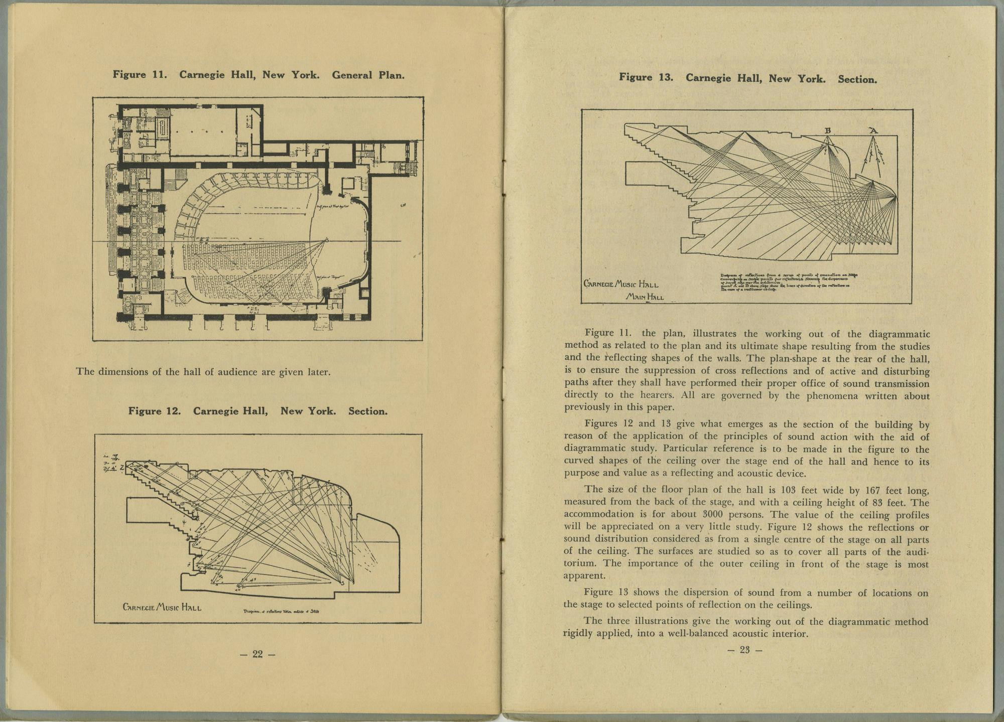 Spread from Practical Acoustics: A Study of the Diagrammatic Preparation of a Hall of Audience