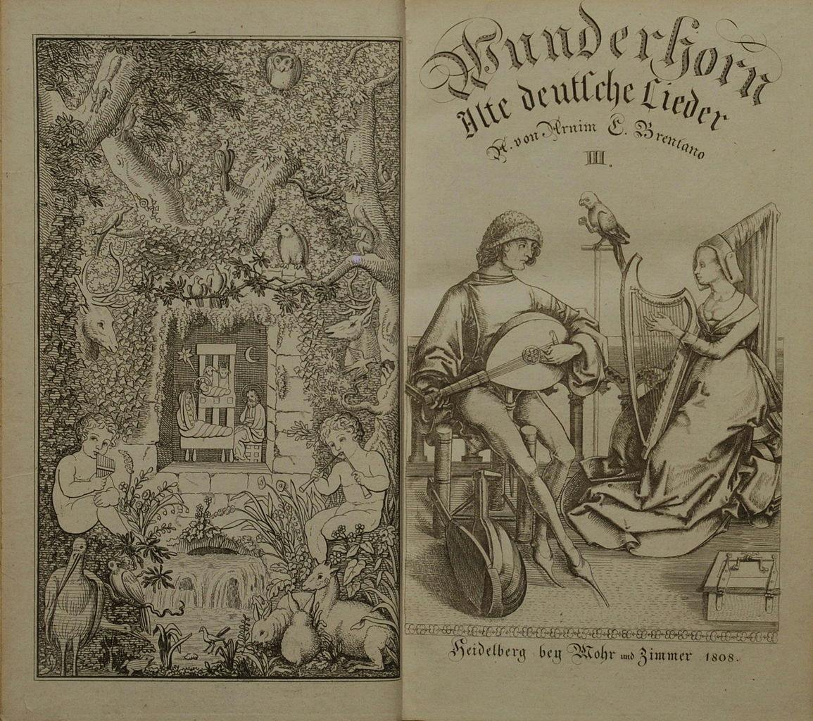 Title page of an 1808 edition of “Des Knaben Wunderhorn”
