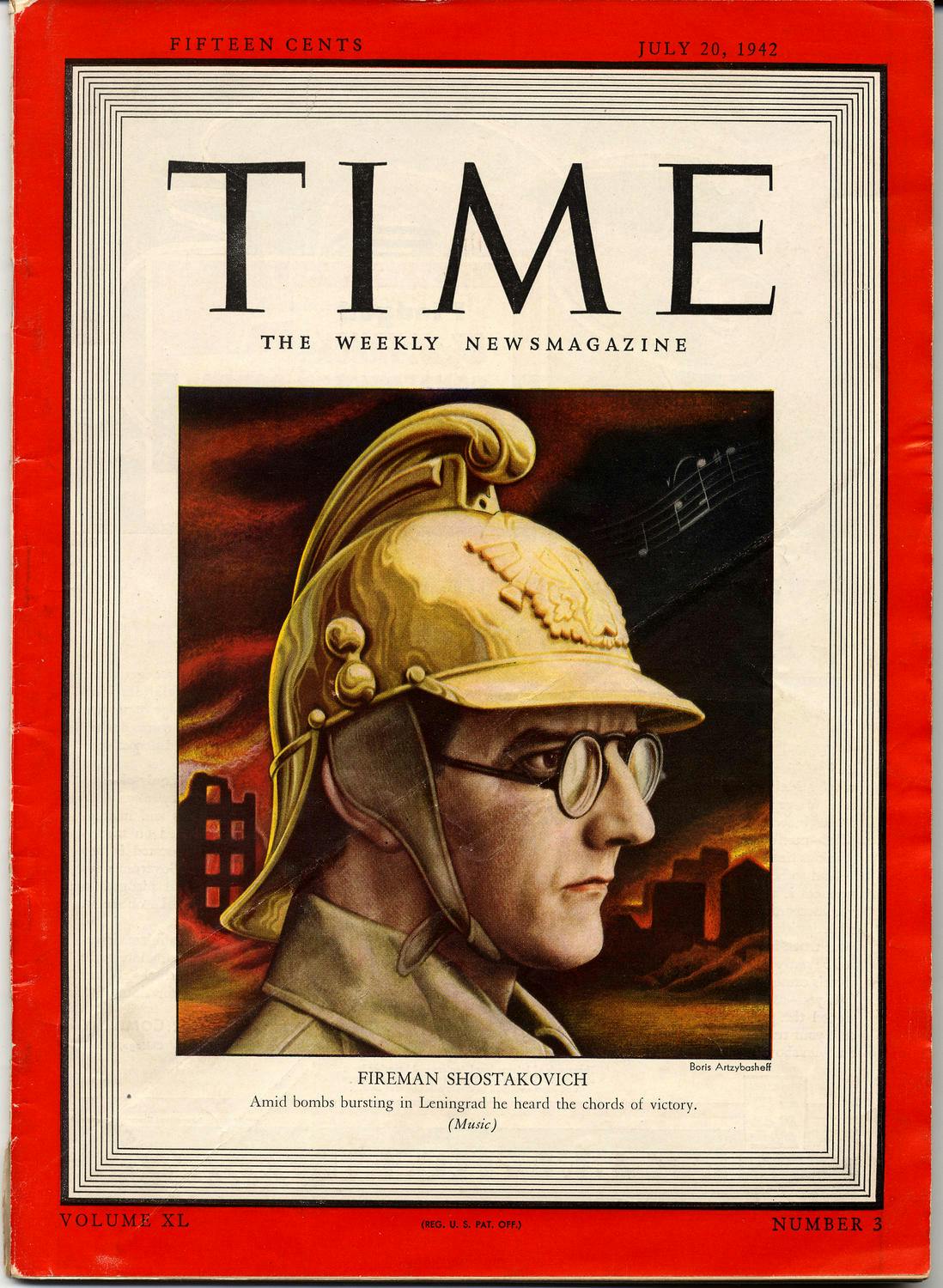 TIME magazine cover featuring Dmitri Shostakovich, July 20, 1942