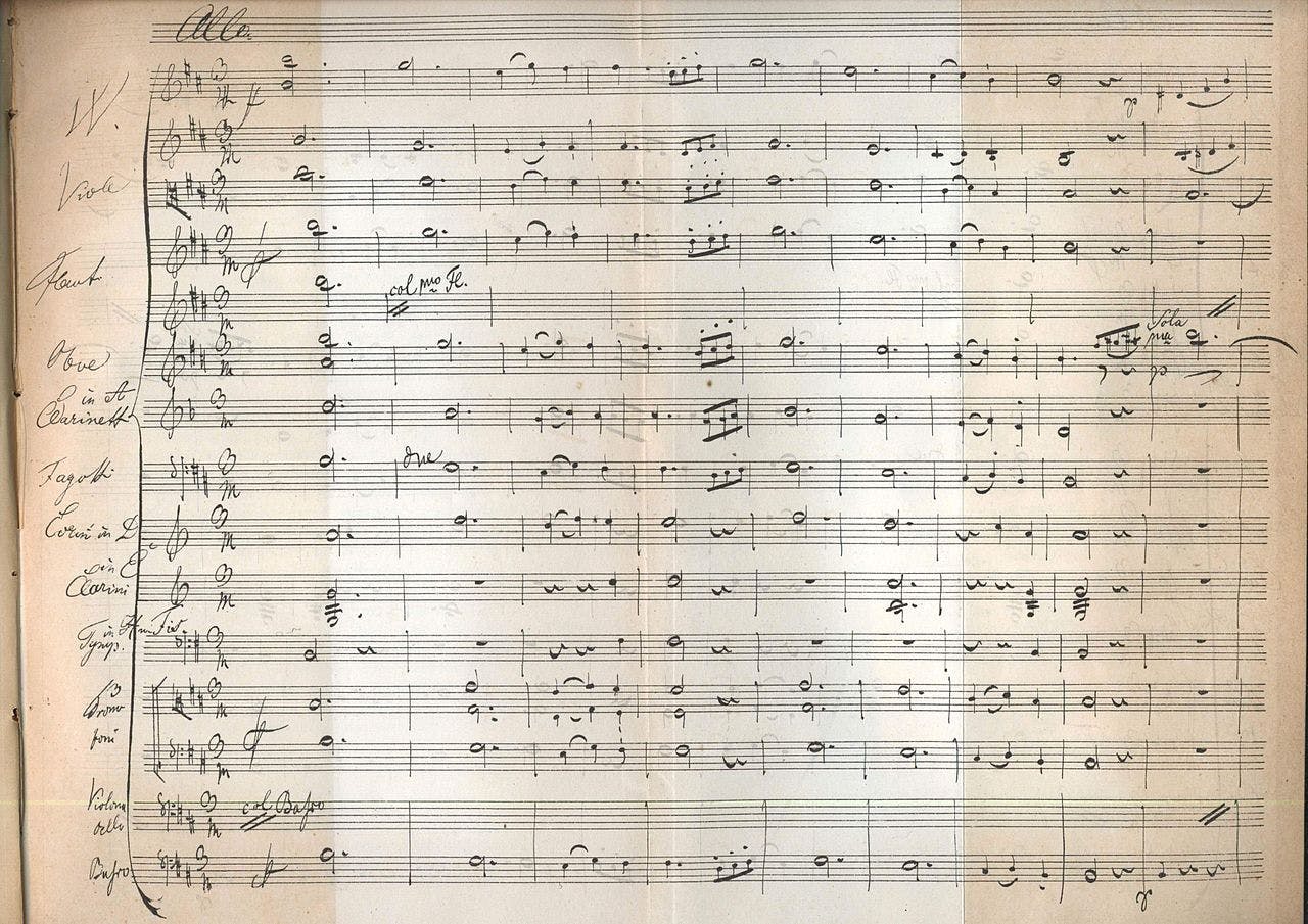 Manuscript page from the incomplete third movement of Schubert’s Symphony No. 8, “Unfinished”