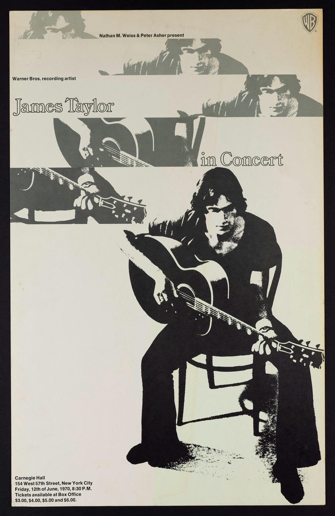 Poster for James Taylor’s Carnegie Hall debut, 1970