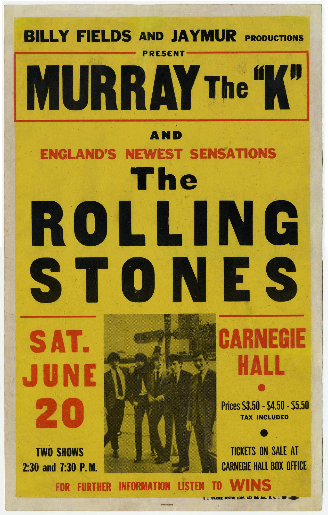 Poster for The Rolling Stones’ concerts at Carnegie Hall, 1964