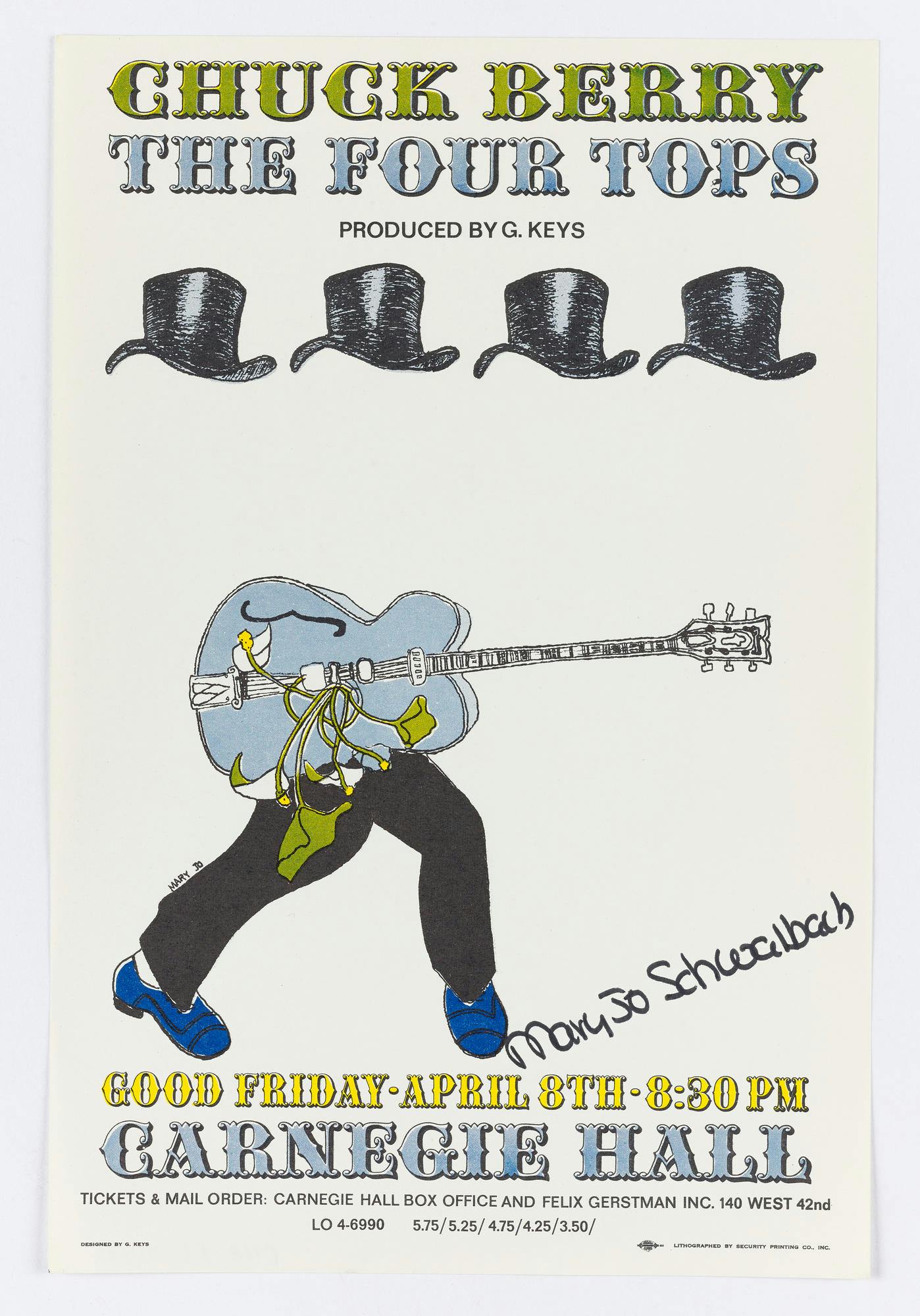 Poster for Chuck Berry and The Four Tops’ concert at Carnegie Hall, 1966