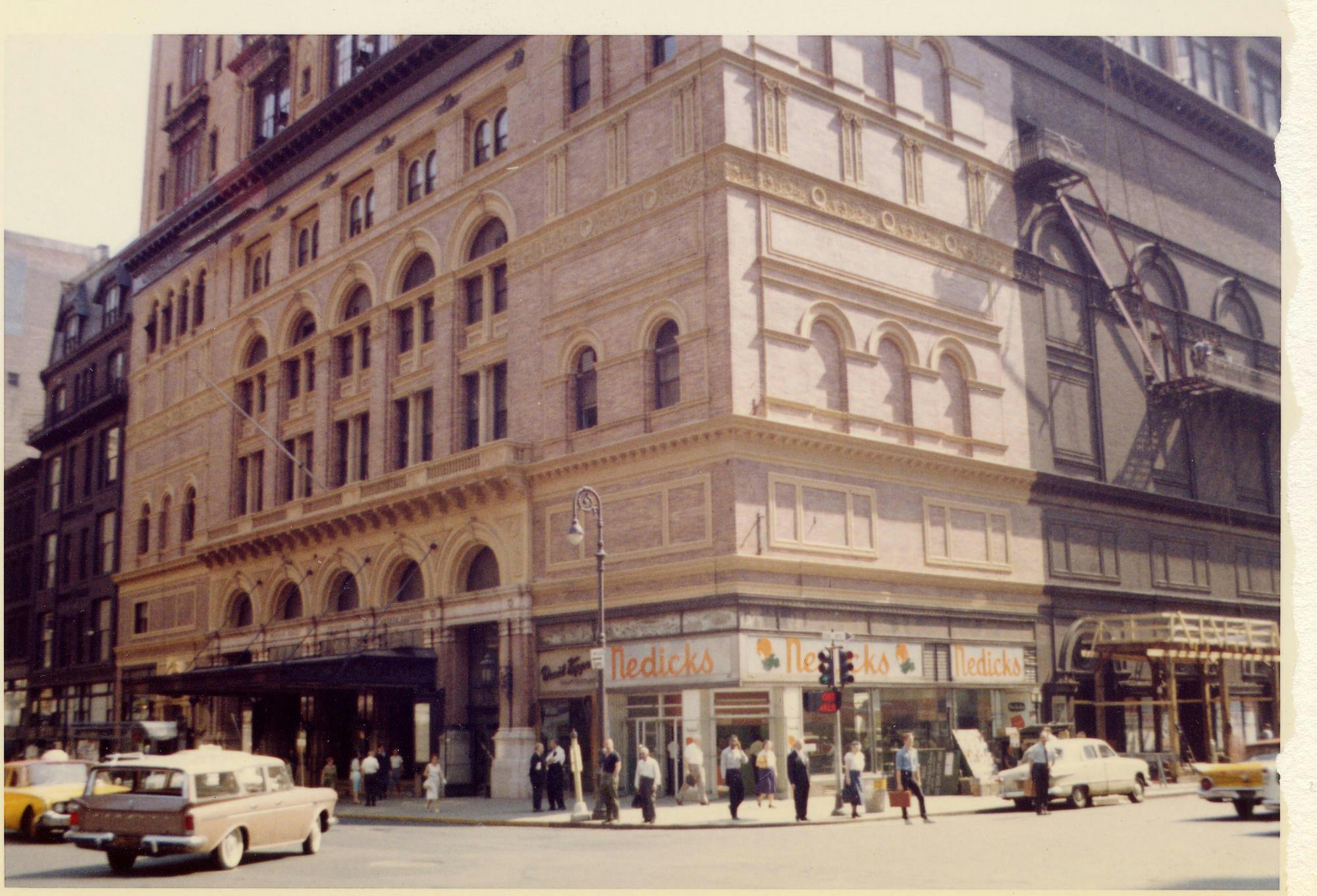 Color photo of Carnegie Hall's exterior in 1960