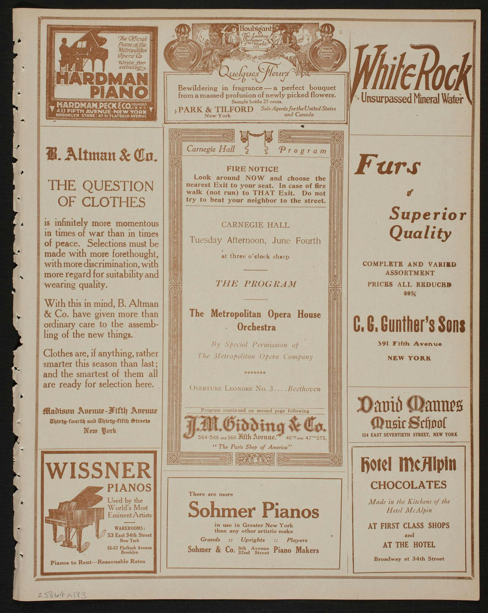 Images of the program from the Metropolitan Orchestra’s first appearance at Carnegie Hall, 1918